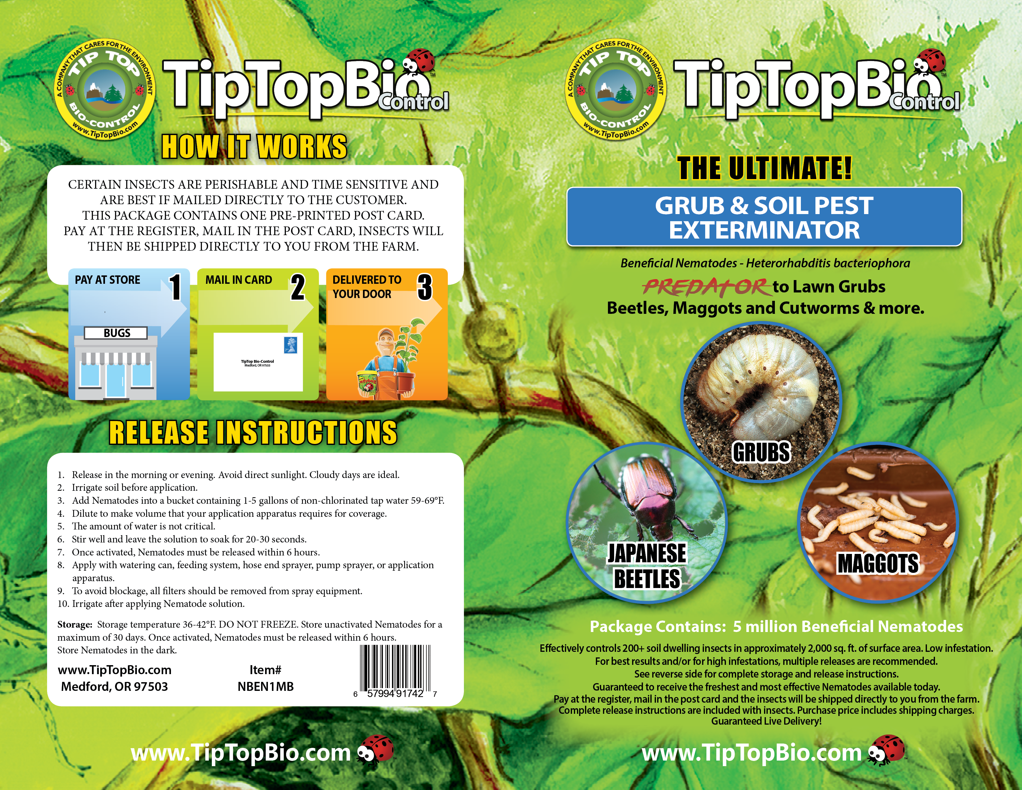 NEMA Globe 7000500 50 x 1 Million Beneficial Nematodes Pot Popper Pro Gnat & Thrip Control